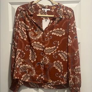 DR2 Paisley Print Button Down Shirt - Brown